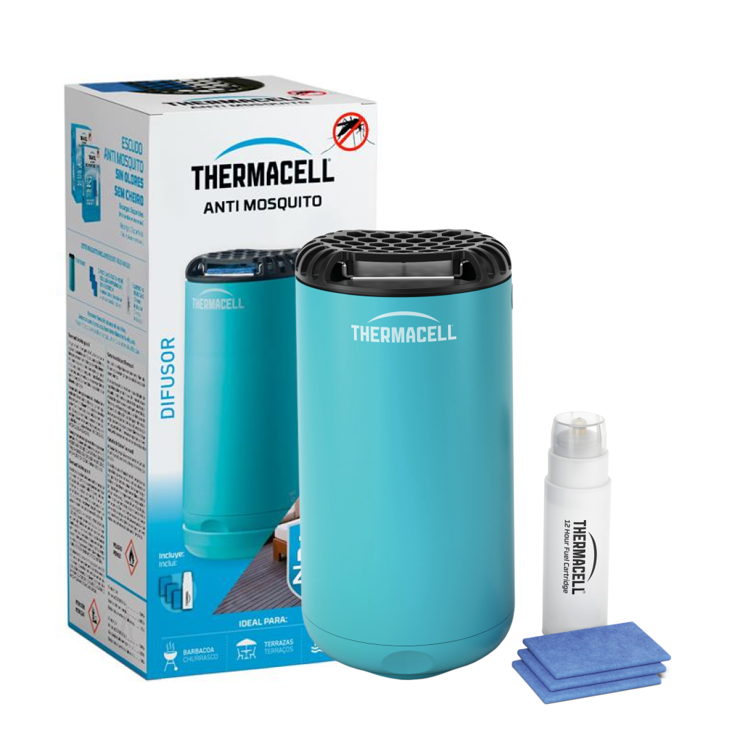 Difusor Anti-mosquitos para exterior (20m2, sem deet) Inclui Difusor + recargas, Azul