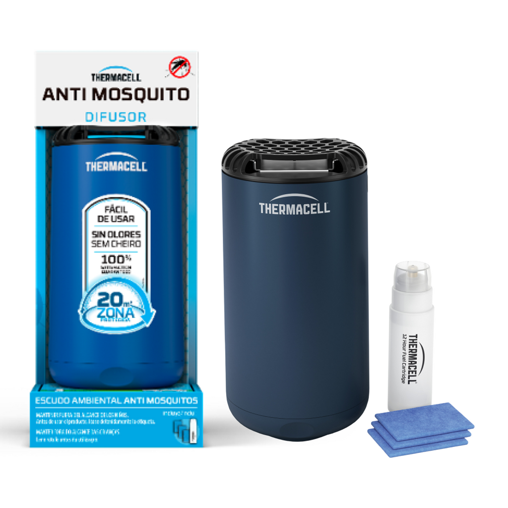 Difusor Anti-mosquitos para exterior (20m2, sem deet) Inclui Difusor + recargas, Azul-marinho